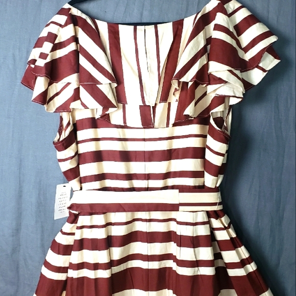 NWT Eloquii Double Ruffle Stripe Maxi Dress - Picture 3 of 6